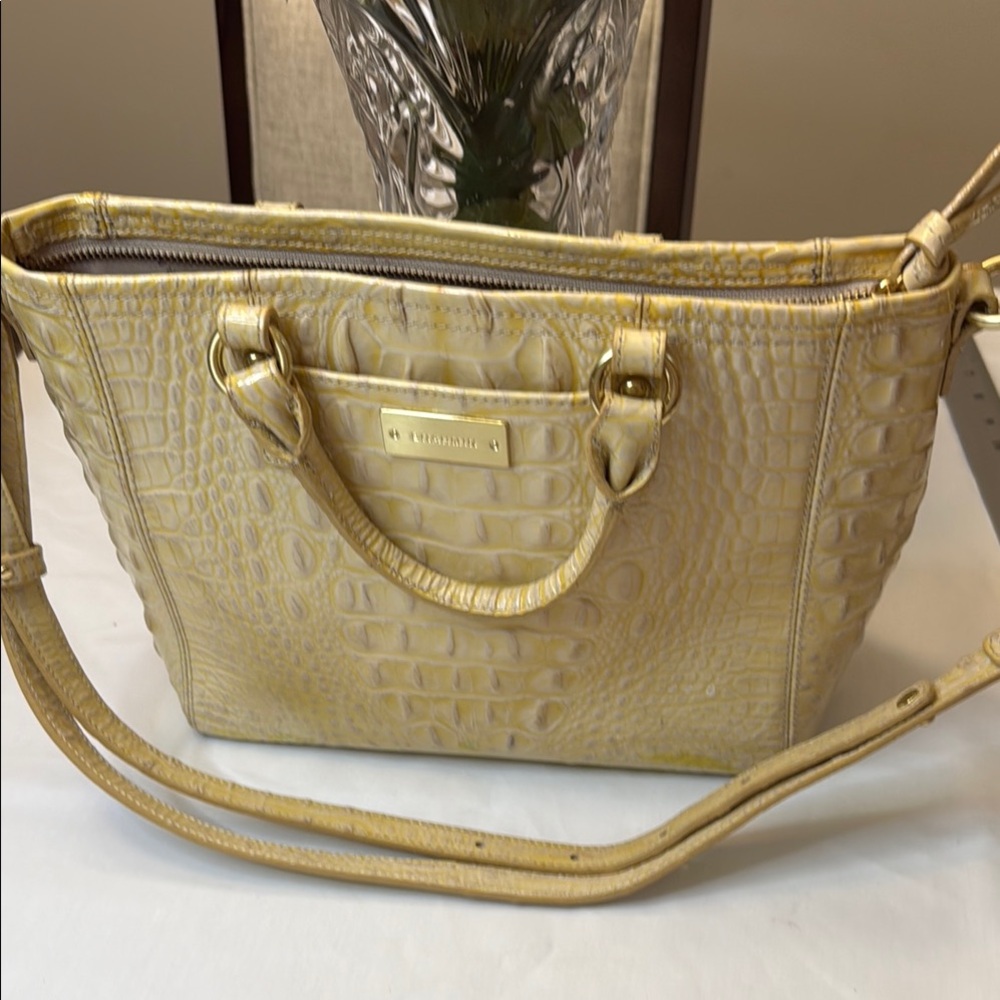Brahmin Mini Asher Yellow Embossed Satchel